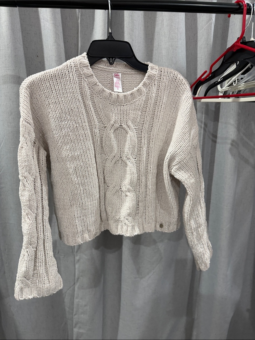 Justice Cream Cable-Knit Crewneck Sweater